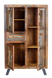 GINER Y COLOMER Vitrine en bois de manguier et pieds en métal multicolore